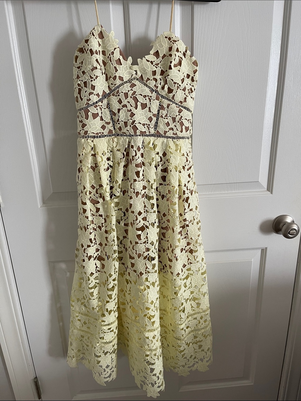 Self-Portrait butter Yellow Floral Lace Midi Dress